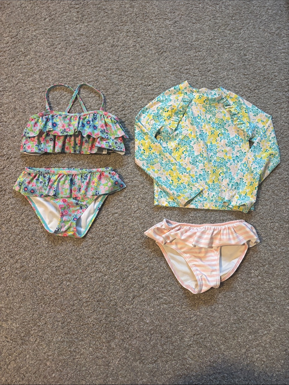 Janie & Jack and Tucker & Tate Floral Ruffle Bikini & Rash Guard Set - 3T